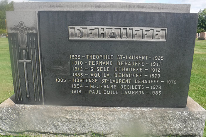 Tombe de Aquila Dehauffe Shawinigan