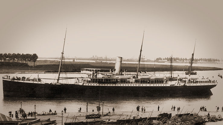 Boat shuttling between Antwerp, Belgium and Matadi, Independent State of Congo