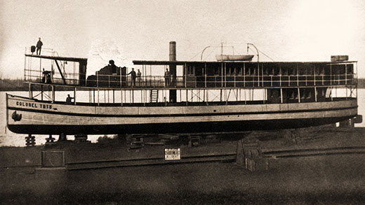 Boat ready to be dismantled for transport to Stanley Pool, Léopoldville, I S Congo